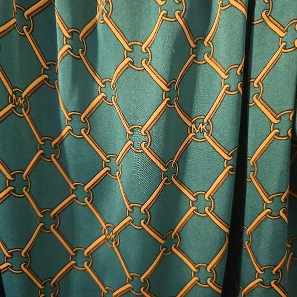 Michael Kors Long Sleeve Teal & Gold Chain Link Blouse Size L - Picture 4 of 5